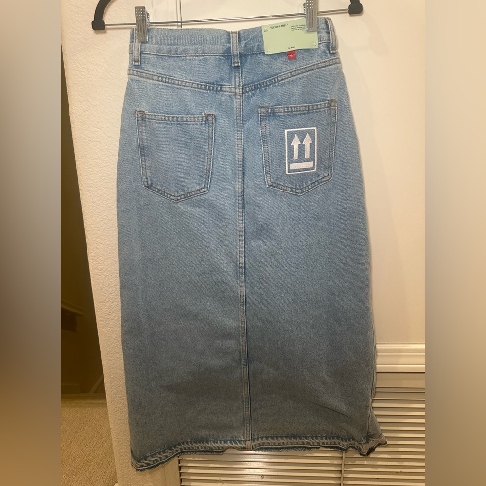 Off-White Blue Denim Ruffles Skirt Size 38 - Picture 7 of 14
